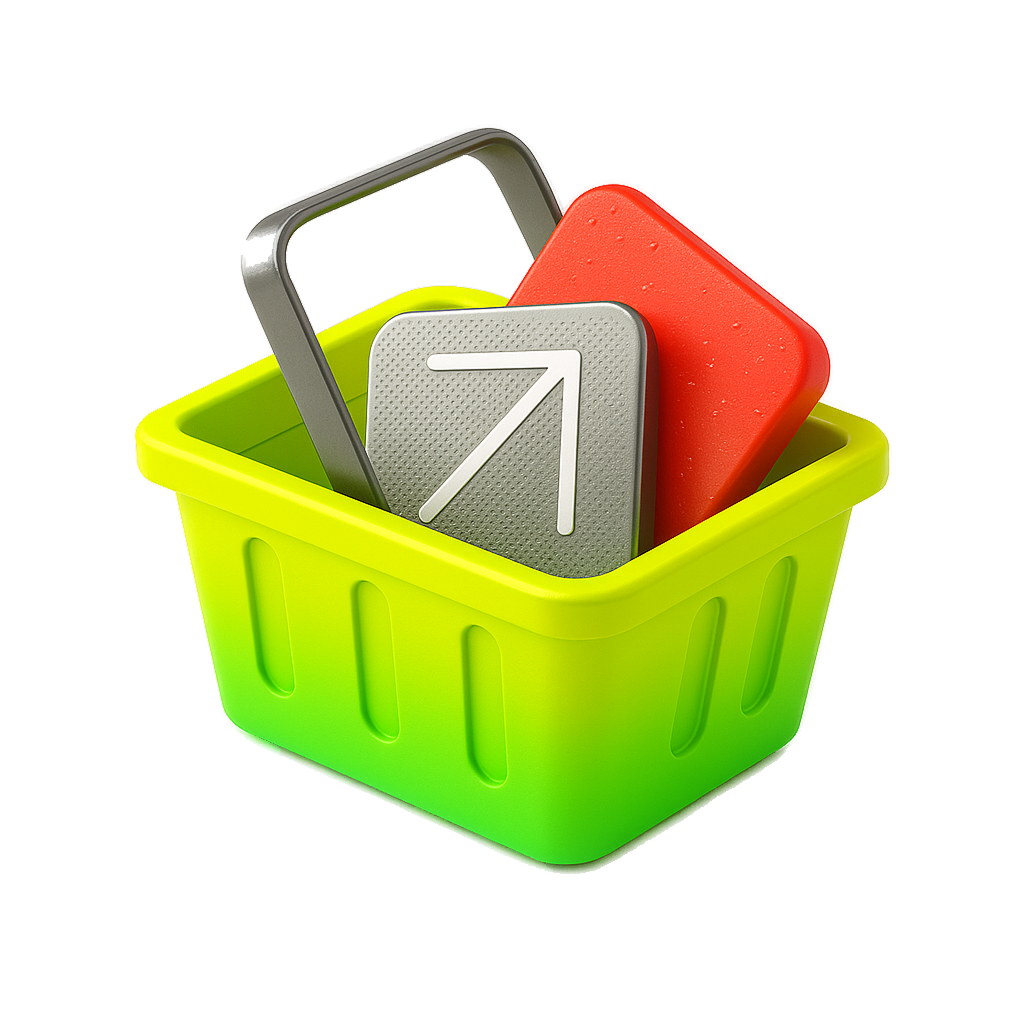 Shopping basket with items