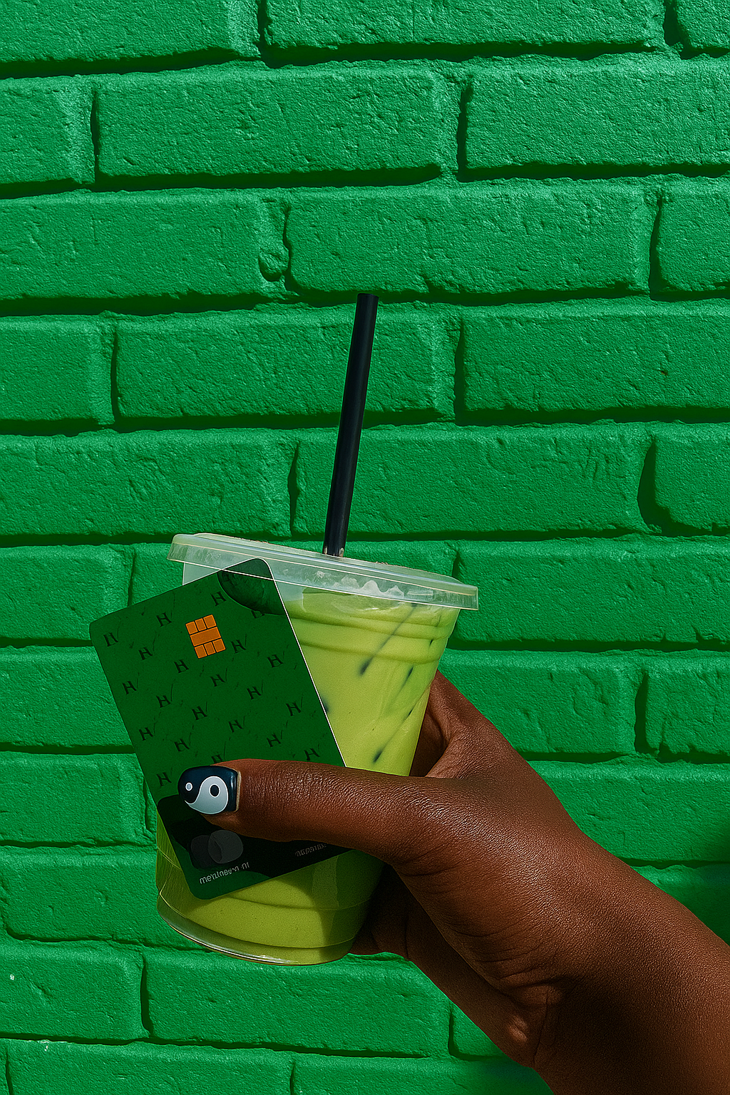 Green brick wall background